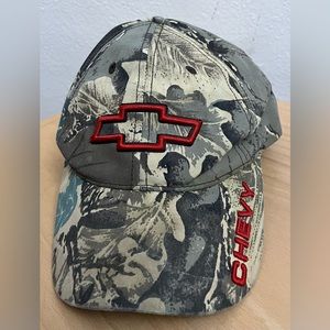 Chevy Camo Red Embroidered Logo Hat Cap Adjustable General Motors EUC